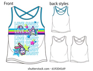 Vector illustration of t-shirt. Front and back views
