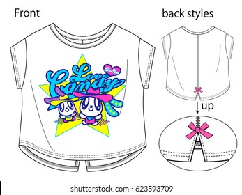 Vector illustration of t-shirt. Front and back views