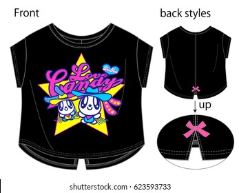 Vector illustration of t-shirt. Front and back views