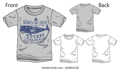 Vector illustration of t-shirt. Front and back views