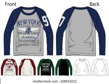 Vector illustration of t-shirt. Front and back views