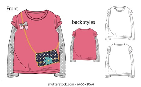 Vector illustration of t-shirt. Front and back views