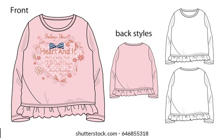 Vector illustration of t-shirt. Front and back views