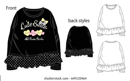 Vector illustration of t-shirt. Front and back views