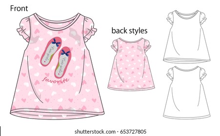 Vector illustration of t-shirt. Front and back views