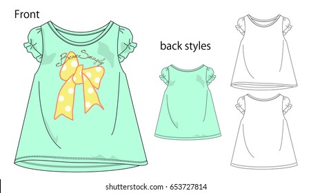 Vector illustration of t-shirt. Front and back views