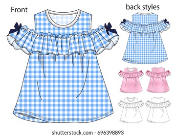Vector illustration of t-shirt. Front and back views