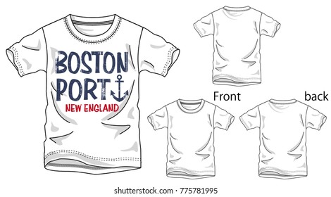 Vector illustration of t-shirt. Front and back views