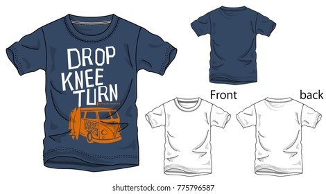 Vector illustration of t-shirt. Front and back views