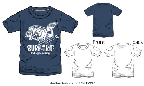 Vector illustration of t-shirt. Front and back views