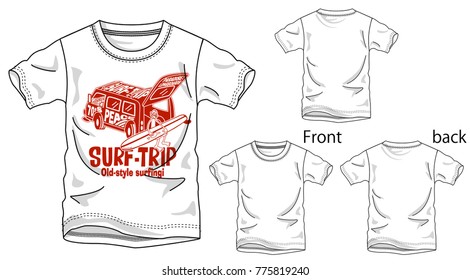 Vector illustration of t-shirt. Front and back views