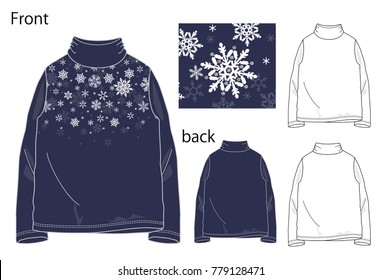 Vector illustration of t-shirt. Front and back views