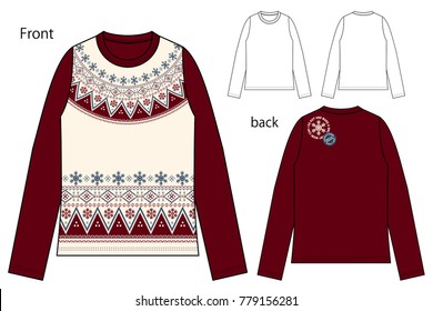 Vector illustration of t-shirt. Front and back views