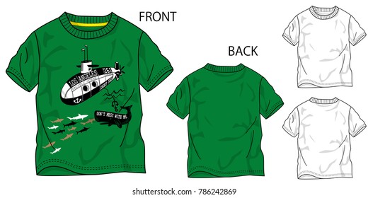 Vector illustration of t-shirt. Front and back views