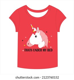 A vector illustration of a T-shirt for a Girl.Girl tshirt design, Kids fashion vector illustration