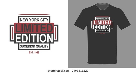 Vector illustration. T-shirt LIMITED EDITION BROOKLYN NEW YORK. SUPERIOR QUALITY. Athletic Wear. Typographic print, Sportswear. College League, school football team