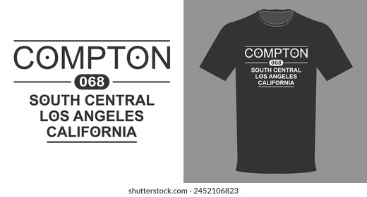 Camiseta de Ilustración vectorial Los Ángeles, California, Compton, Centro Sur, Plantilla tipográfica para imprimir