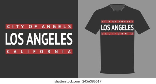 Vector illustration of T-shirt LOS ANGELES, City of Angels, California