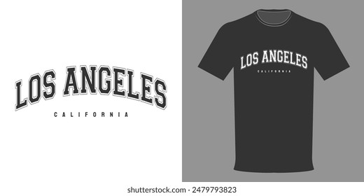 Ilustración vectorial de camiseta LOS ANGELES, CALIFORNIA de alta calidad streetwear, colección urbana. Sudadera con estampado de Antiguas. Plantilla tipográfica para imprimir en prendas de vestir