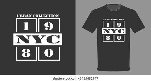 Vector illustration T-shirt New York urban collection. Typographic print 1980