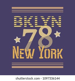 vector illustration of a t-shirt print on a new york theme, Brooklyn 78
