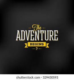 Vector illustration for t-shirt print or poster with quote 'The adventure begins'