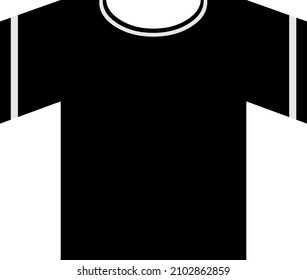 Vector illustration of a T-shirt with short sleeves, round neck, black and white