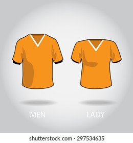 Vector illustration T-shirt v neck with plain color