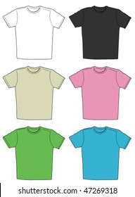 Vector illustration of t-shirts in different colors