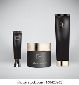 Vector illustration of tube cosmetic. Tube Of Toothpaste, Cream, Gel or Clean. Product Packing.
