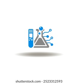 Vector illustration of tube and flask with circuit. Symbol of STEM Science Technology Engineering Mathematics.