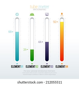 Vector illustration of tube meter infographic elements.