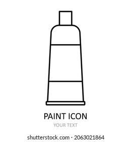 Vector illustration with tube of paint. Linear icon.