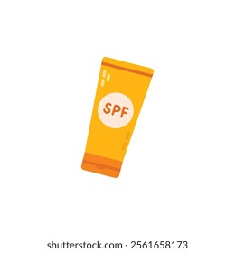 Vector illustration of a tube of sun protection cream. Flat design.