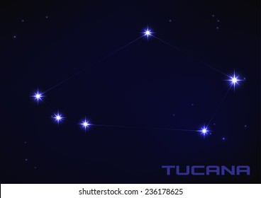 Vector illustration of Tucana constellation in blue 