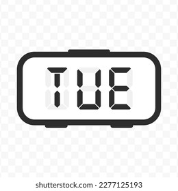 Ilustración vectorial del símbolo y la señal del icono digital del martes. icono de color para el diseño de sitios web .Diseño simple sobre fondo transparente (PNG).