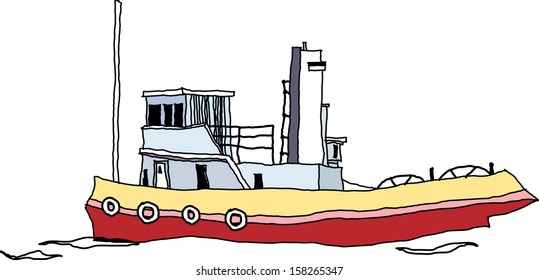 Vector illustration of a tugboat