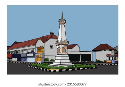 Vector Illustration of Tugu Jogja. Tugu Jogja is a landmark in Special Region of Yogyakarta, Indonesia