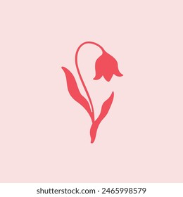 Vector illustration of tulip flower in simple hand drawn and linocut style. Simple contour vector illustration for cosmetics, postcard and pattern.