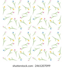 Vector Illustration Tulip Flowers Pattern Watercolor