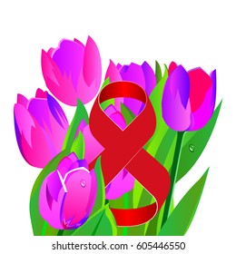 Vector illustration. Tulip, spring, flower, floral, nature