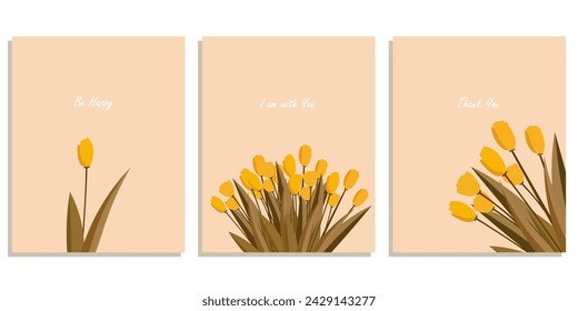 Vector illustration. Tulips, cards, greeting card design, inferno banners. Mother's Day, March 8th. Modern design. Collection of designs.
