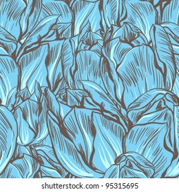 Vector illustration of tulips. (Seamless flowers pattern)