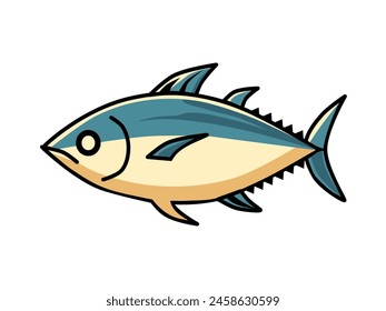 vector illustration of tuna fish in a minimalist and flat style isolated on a white background