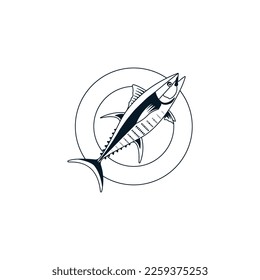 Vector illustration of tuna fish on a plate, isolated on a white background.