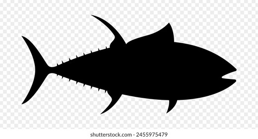 Vector illustration of Tuna fish silhouette on transparent background
