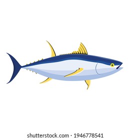 Vector illustration of tuna fish symbol, icon. Fishing logo template. Sea fish