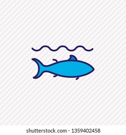 Vector illustration of tuna icon colored line. Beautiful naval element also can be used as fish icon element.