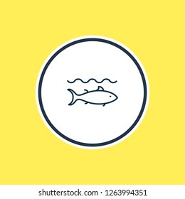 Vector illustration of tuna icon line. Beautiful nautical element also can be used as fish icon element.