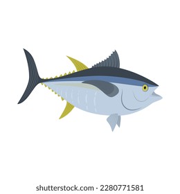 Vector illustration of a tuna on a white background. Live fish in flat style.